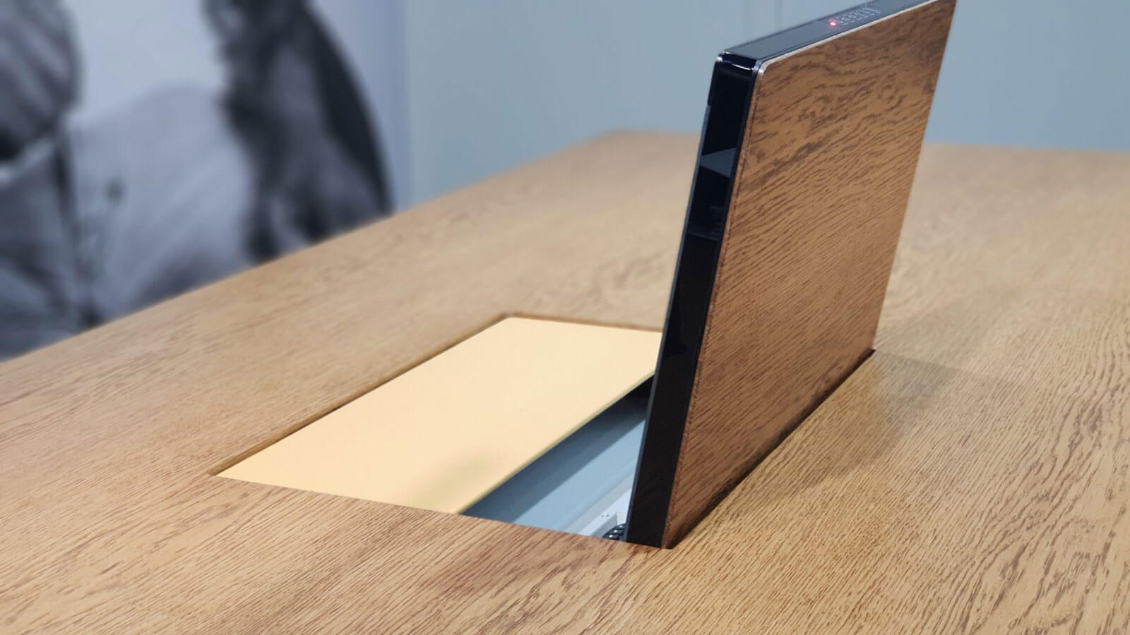Motorized monitor mounted from below by Element One